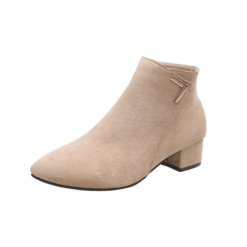 Botas mujer 2018 Новые однотонные ботильоны женские толстые Обувь на высоком каблуке