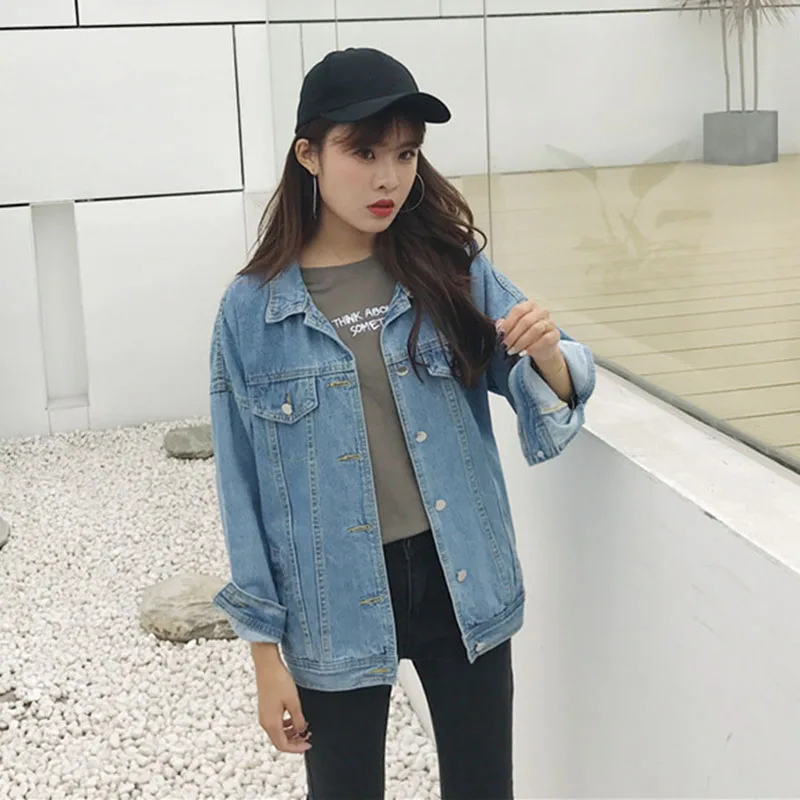 Женская джинсовая куртка с длинным рукавом повседневная облегающая из денима