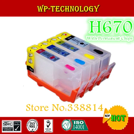 

[Пустой] Картридж для HP 670, подходит для HP deskjet 4615 4625 5525 6526, с постоянными чипами