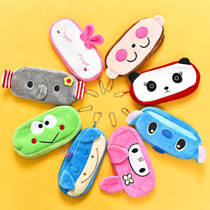 

1 pcs creative Cute animal modelling flannelette pencil bag cartoon large capacity pen bag students portable school supplies