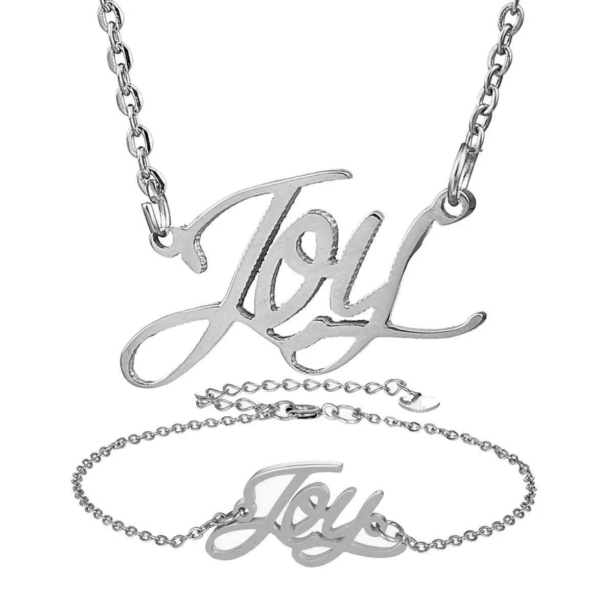 Модное ожерелье из нержавеющей стали + браслет набор &quotJoy&quot надпись Золотое