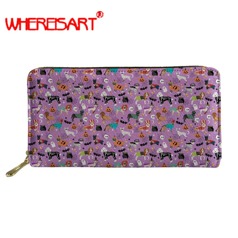 Whereisart кошельки из искусственной кожи 2019 женские собак Хэллоуин portfel damski с