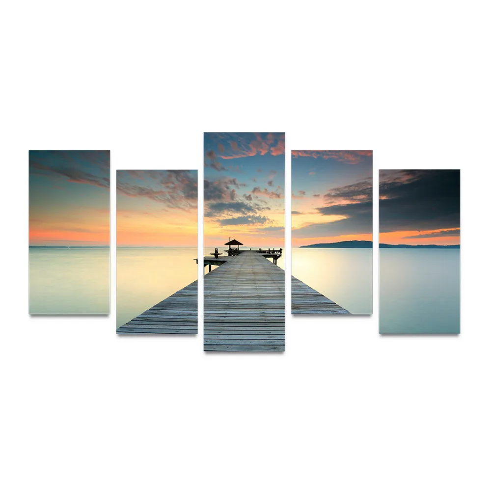 Оригинальный масляные чернила HD Холст Картина мост об океане в сумерках подарок