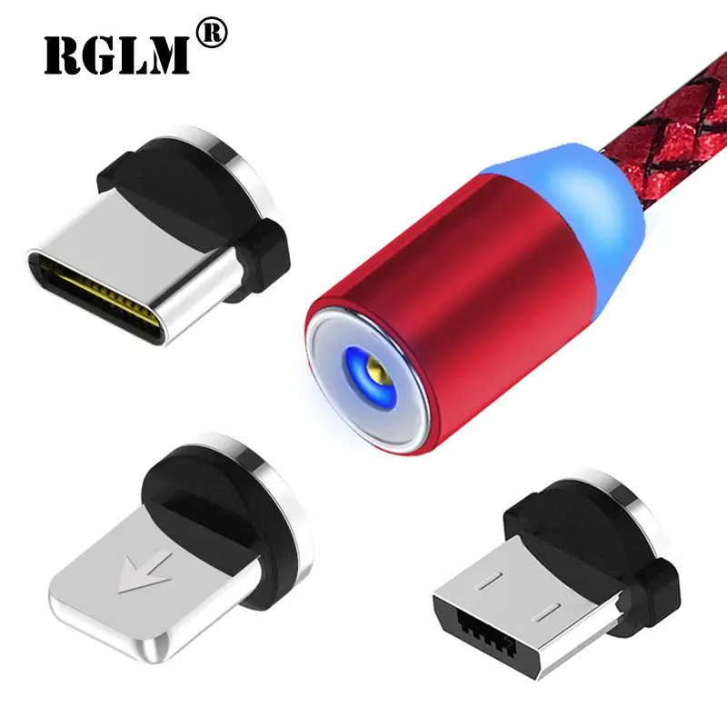 Магнитный кабель RGLM Micro USB 3A быстрая зарядка 1 м для мобильных устройств на Android