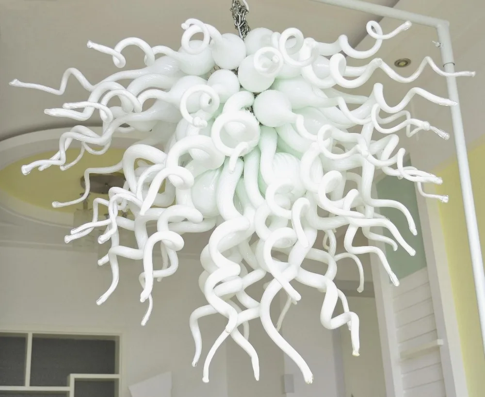 

Frosted White Blown Glass Art Chandelier Modern Ceiling Decoration LED Lighting