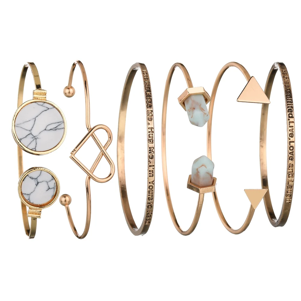 MissCyCy винтажный 7 видов стилей сердце треугольные буквы сплав браслеты для женщин