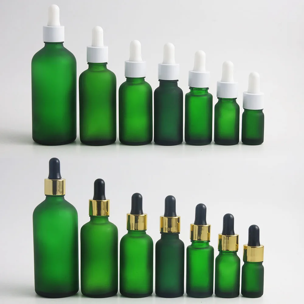 10 x 5ml 10ml 15ml 20ml 30ml 50ml 100ml Frost Green Glass Dropper Bottles for Essential Oils Cosmetic e Liquid Serum Containers | Красота и