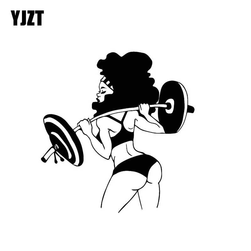 

YJZT 12*12,6 см Сексуальная Фитнес Модная девушка крутой стиль Черная/серебряная виниловая наклейка автомобильная наклейка серебряный дизайн