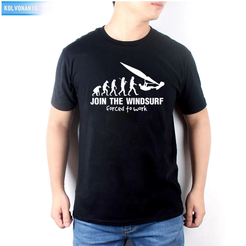 

2021 Summer Hot Selling Vintage T-Shirts HUMAN EVOLUTION JOIN THE WINDSURF FORCED TO WORK FUNNY Print T Shirt For Men Plus Size
