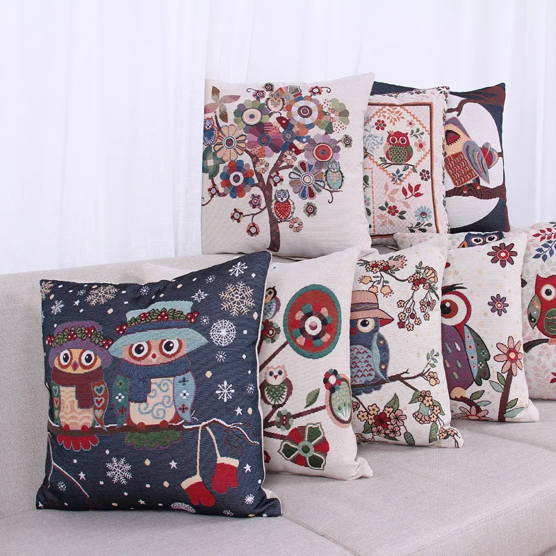 Наволочка для подушки из хлопка и льна 45 см * 18 дюймов|pillow case|throw pillow casesowl case |
