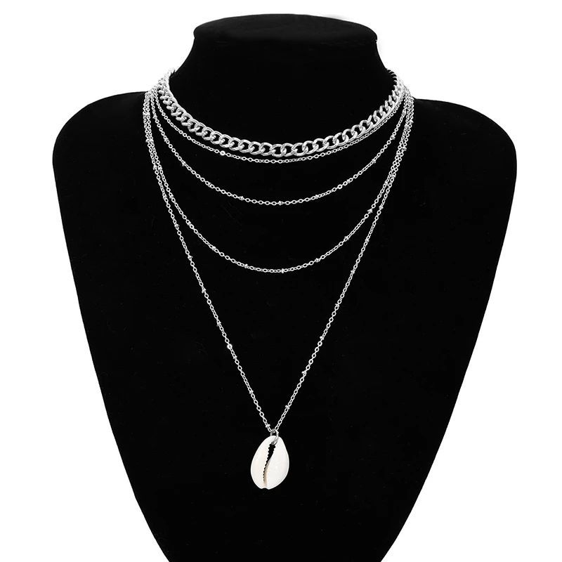 KOMi 20Styles Bohemian Natural Stone Pearls Collar Pendant Necklace for Women Ethnic Chokers Shell Chain Statement Necklace Gift