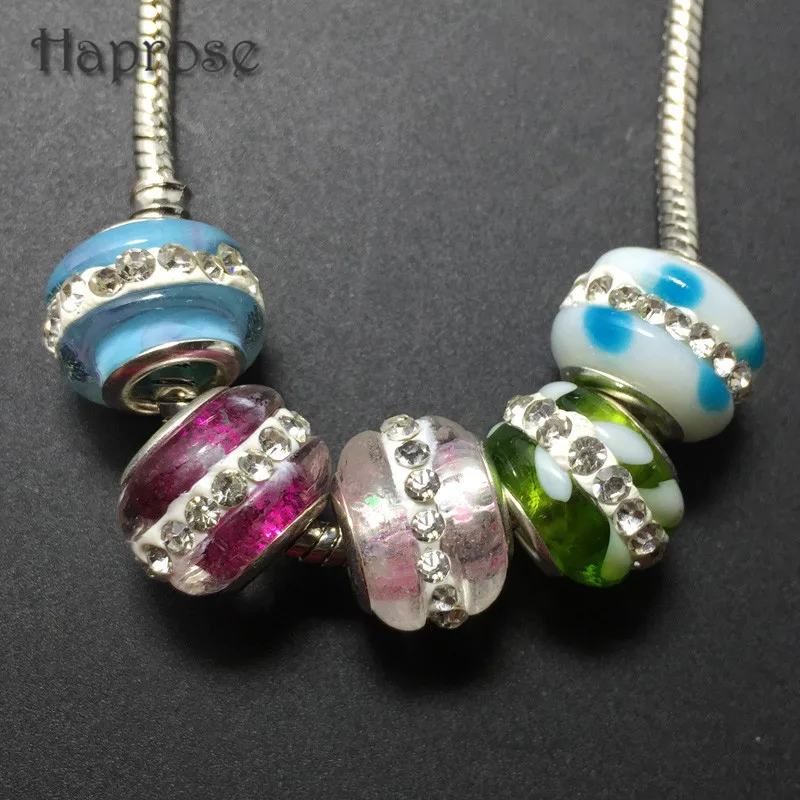 1 шт. Европейский амулет Мурано с Стразы бусины большим отверстием из