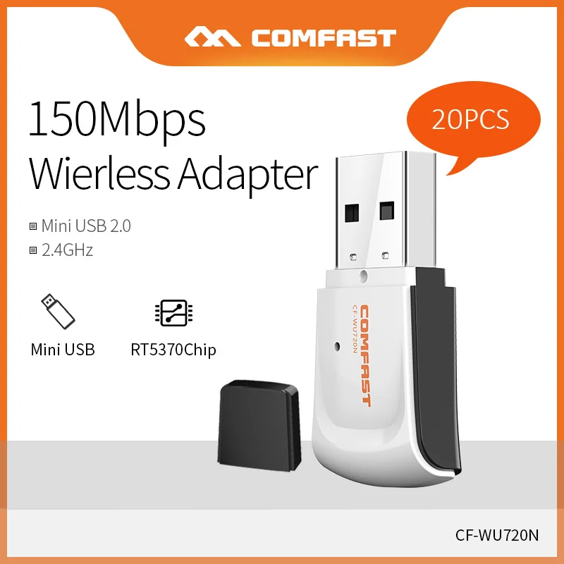 20 шт. 2 4G мини беспроводной USB адаптер Сетевая карта 802.11b/g/n Ralink RT5370 чипсет