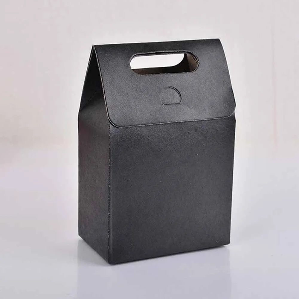 black 12 шт бумажная коробка для конфет с ручкой крафт Подарочный пакет для закусок печенья упаковка для шоколадных конфет Свадьба День Рождения Вечеринка Рождественские сувениры - Цвет: black