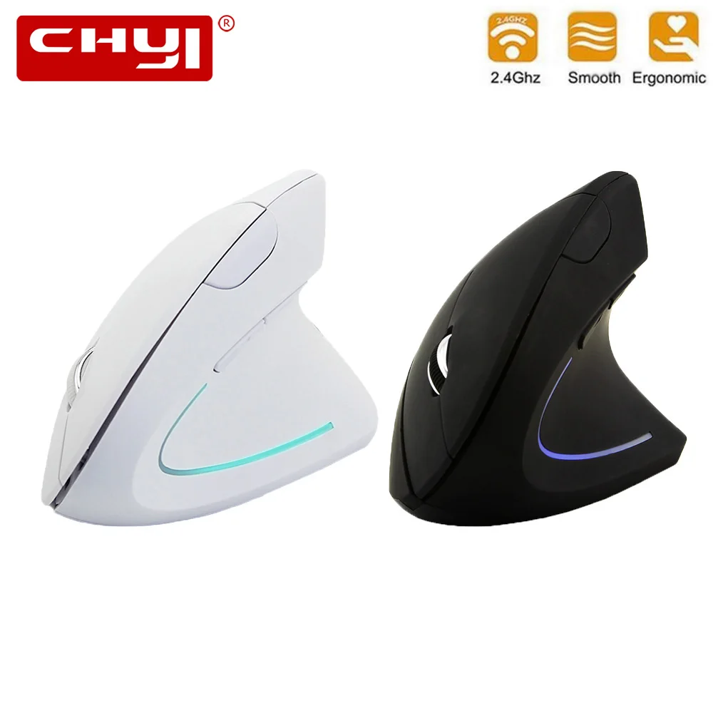

CHYI Ergonomic Vertical Wireless Mouse 1600DPI Optical Computer Mouse Gamer 6D LED Gaming Mice With Mouse Pad Kit For Laptop PC