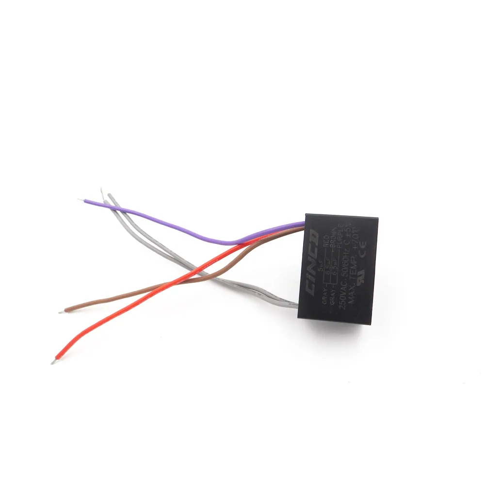 CBB61 5 мкФ + 6 250V проводов моторный ходовой конденсатор с алюминиевой крышкой