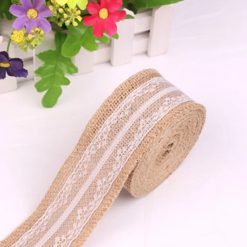 1pc Rustic Wedding Decoration Natural Jute Burlap Ribbon Vintage Bride To Be Baby Souvenirs Party DIY Supplies | Дом и сад