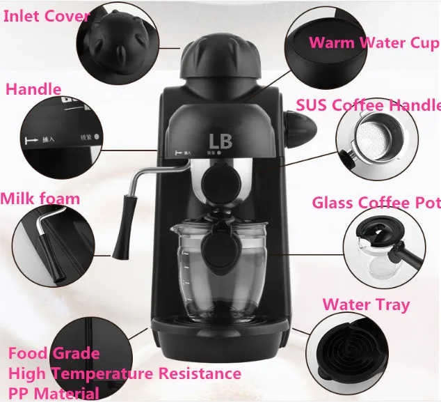 Итальянский 5 бар высокого давления паровой полуавтоматический эспрессо кофе