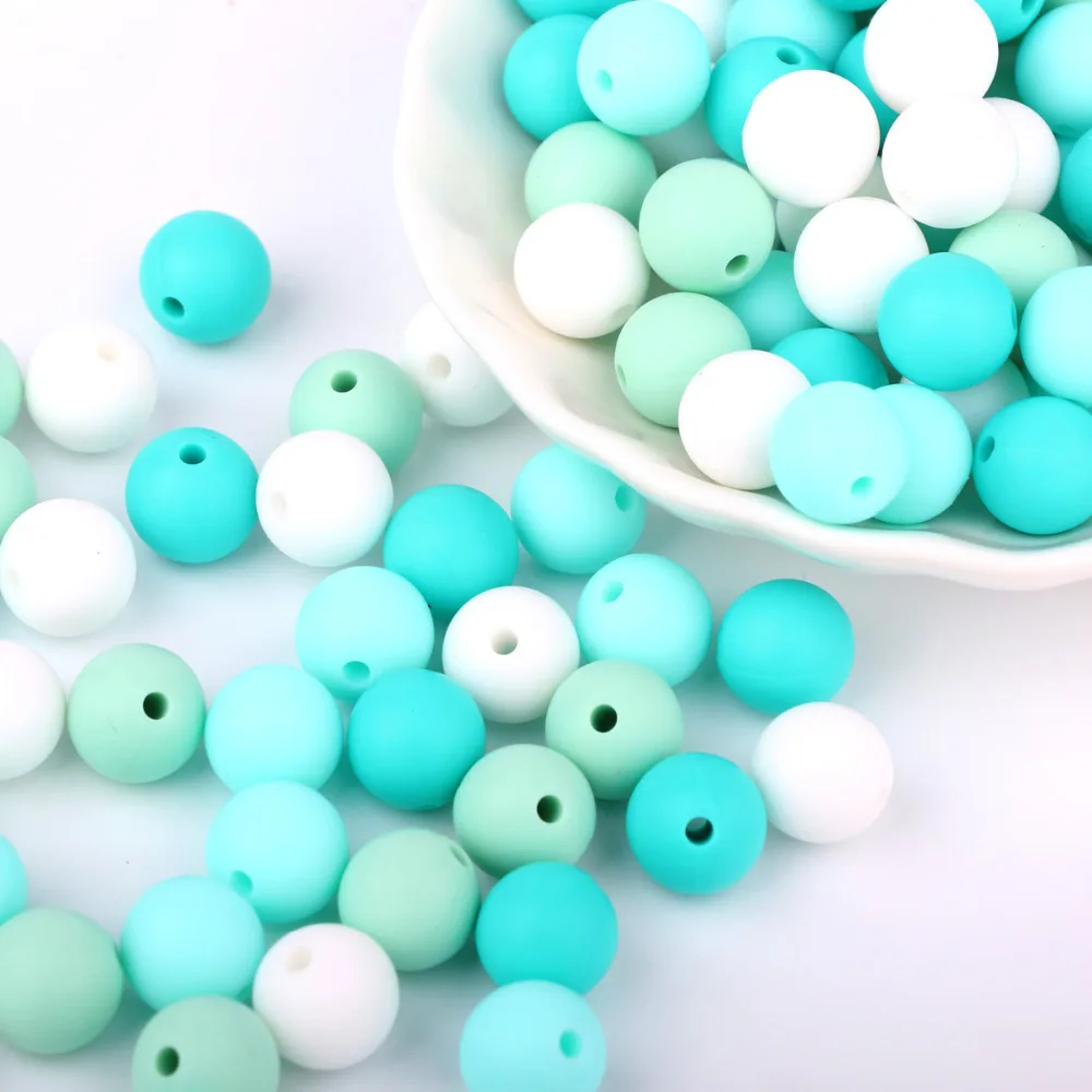 TYRY.HU-Cuentas redondas de dentici&oacute;n de silicona para beb&eacute;, cuentas masticables de grado alimenticio sin BPA, juguetes para morder, 12mm, 40 Uds.-1