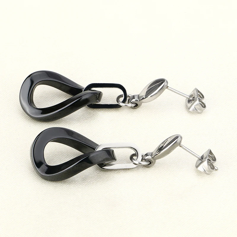 Серьги гвоздики керамические овальные черные для пирсинга|studs for women|ear studs womenear |