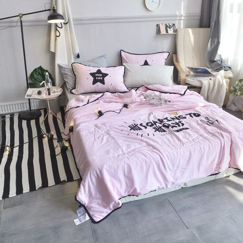 Slowdream Soaring Days Active Printing Pink Summer Quilt Washing Technology Comfortable Soft Bedspreads For Bedroom 1pcs | Дом и сад