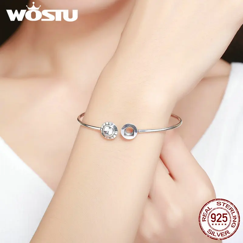 WOSTU хит продаж настоящее 925 пробы серебряный семья навсегда браслет для женщин