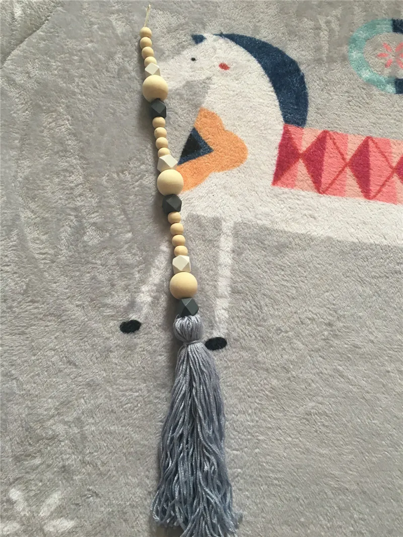 2PC Nordic style Wooden Beads Garland Best Gifts For Kids Room Ornament Home Decor Natural Bedroom Wall Decorations | Дом и сад