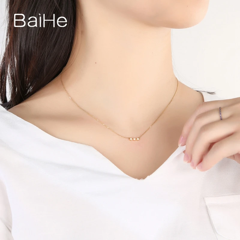 BAIHE однотонное 18K желтое золото 0.06CT H/SI натуральные бриллианты свадебные женские