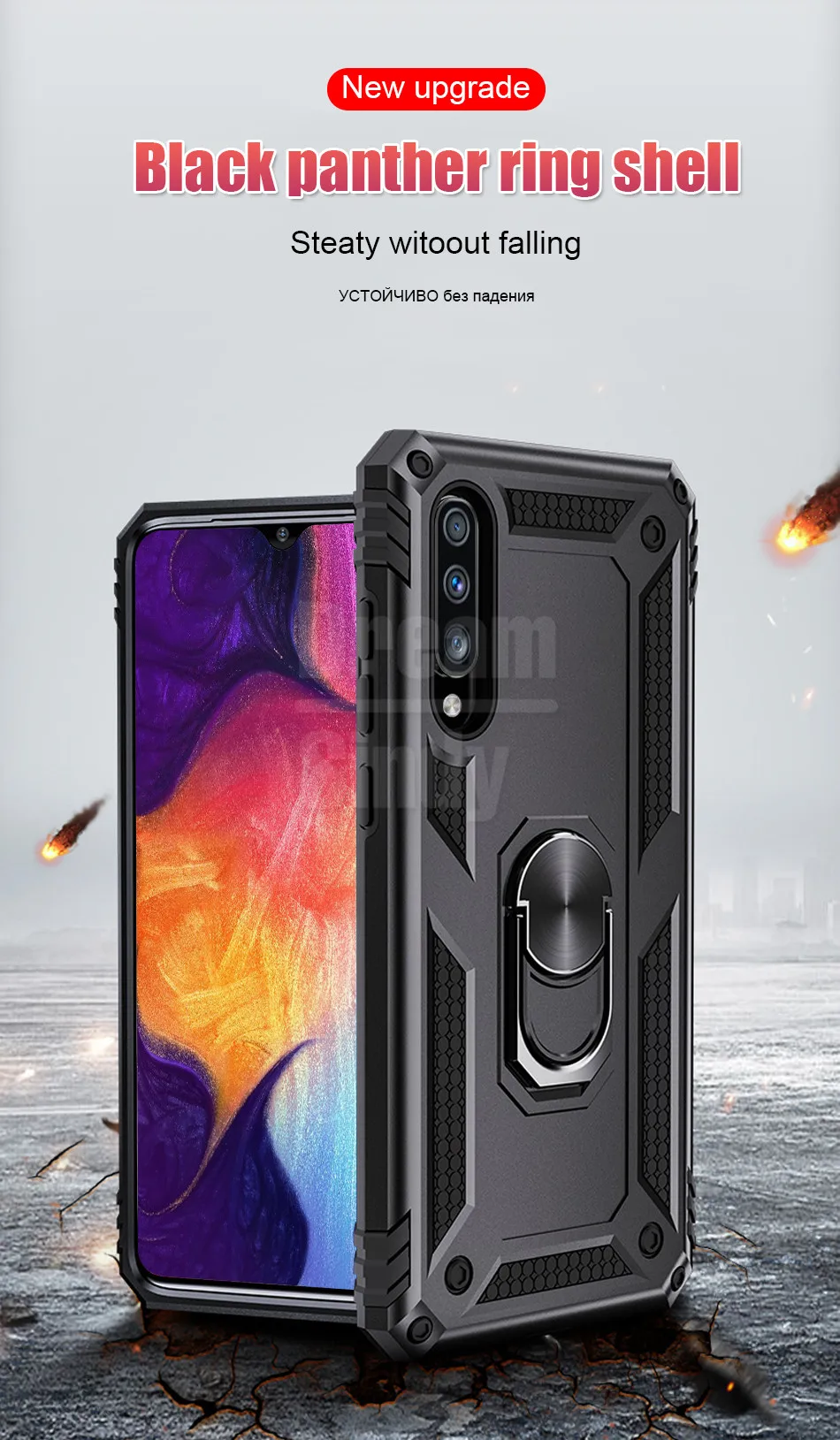 Роскошный армированный Мягкий силиконовый чехол-бампер для samsung Galaxy A10 A20 A30 A40 A50 A70 M10 M20 M30 с кольцом противоударный чехол
