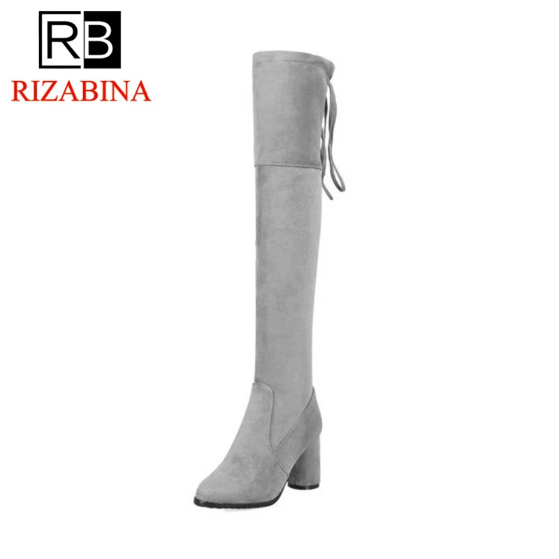 RizaBina/Большие размеры 33 47 модные женские ботинки на высоком каблуке однотонная