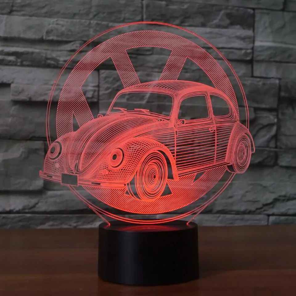 Новинка Led 7 цветов Изменение 3D Жук автомобиль моделирование настольная лампа ночник-иллюзия автомобиля Usb сенсорный светильник прикроватный Декор