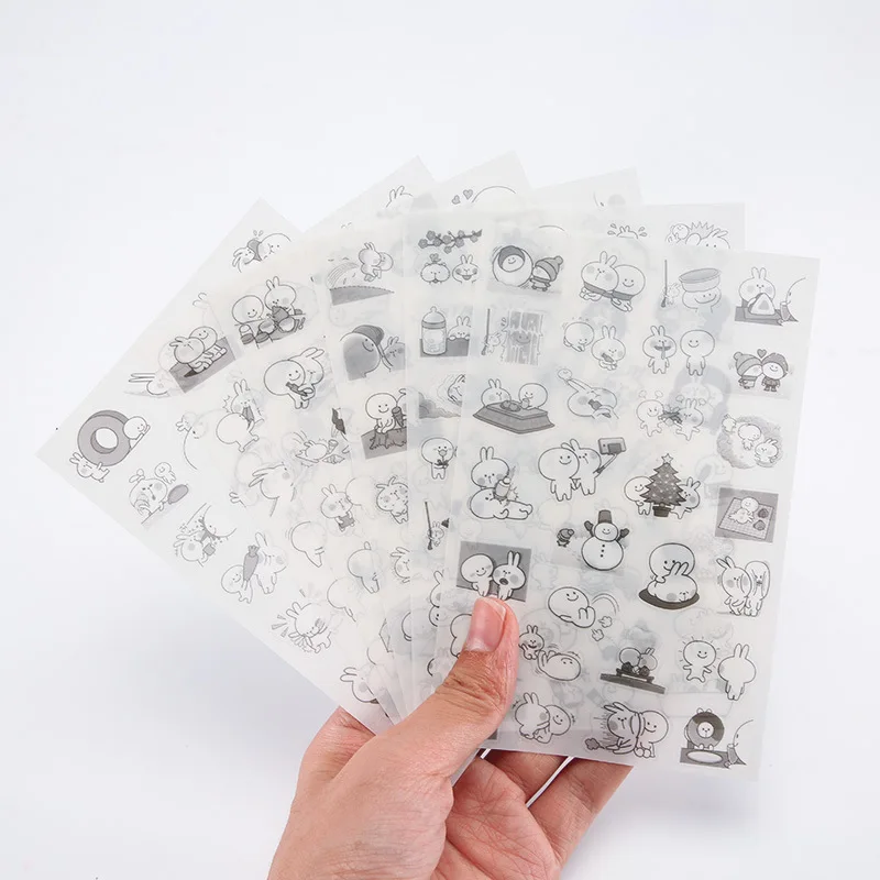 6 шт. новые милые Мультяшные Детские канцелярские наклейки Crazy Rabbit для DIY альбомов