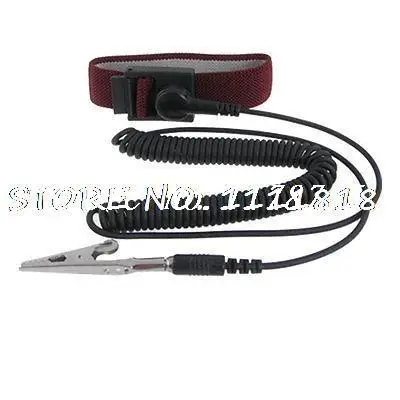 

Metal Alligator Clip Tip Cable ESD Protective Strap Magenta Wrist Band