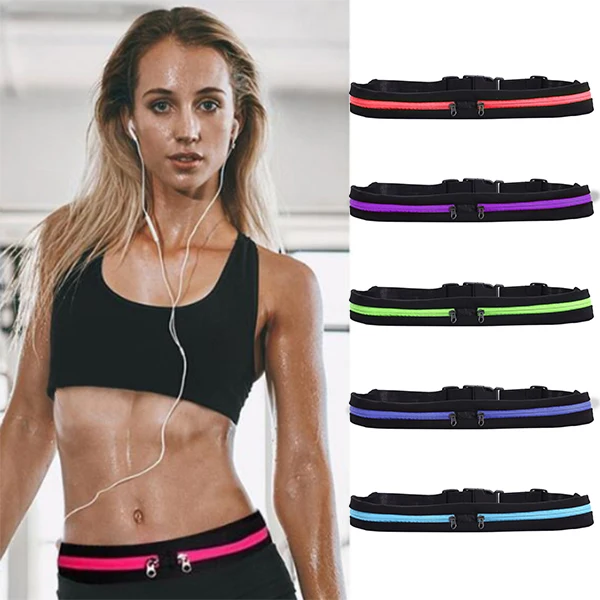 Новый двойной карманный ремень для бега Регулируемая поясная сумка спорта