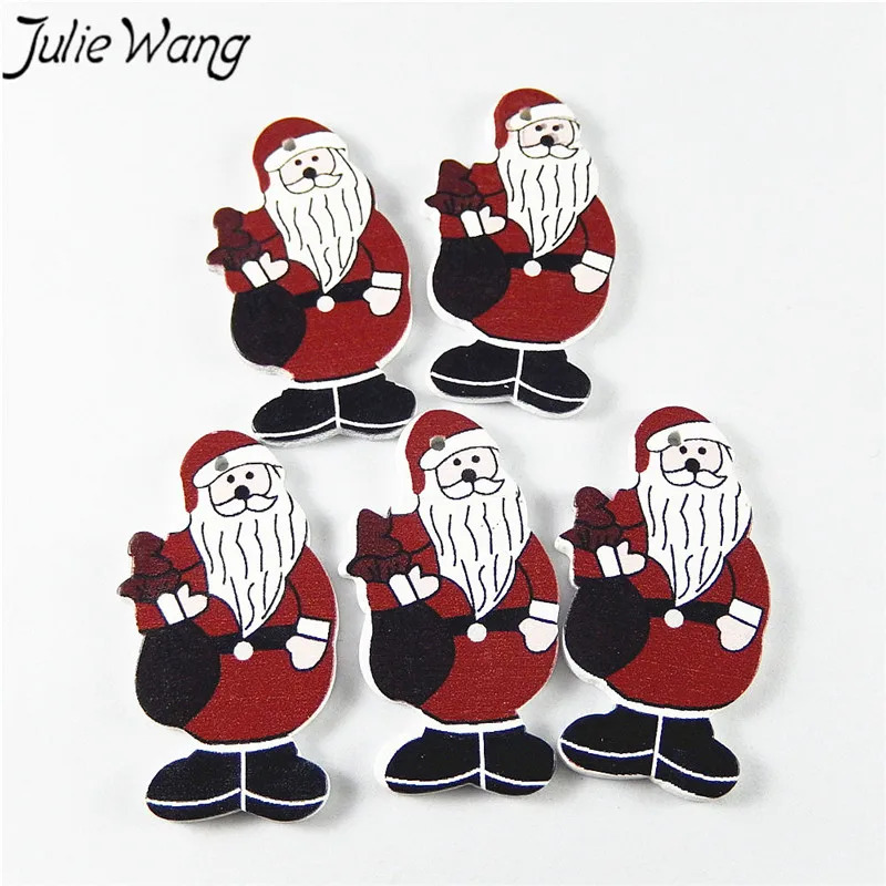 Julie Wang 20 шт./упак. красный + черный белый дерево с одним отверстием Санта Клаус