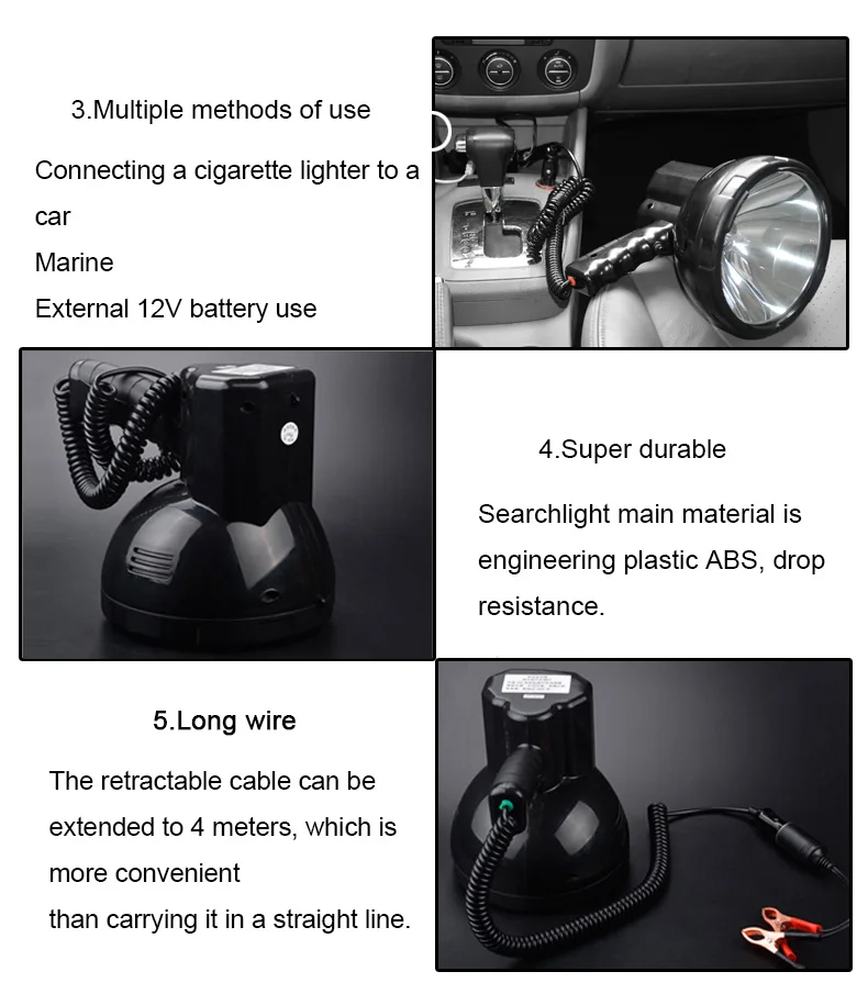 Яркий портативный HID Точечный светильник 220 Вт Ксеон поиск светильник Охота 12V поиск светильник 35 Вт, 55 Вт, 65 Вт, 75 Вт, 100 W, 160w