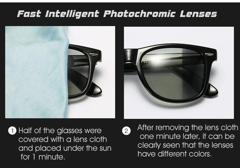 

2019 Photochromic Sunglasses Men Polarized Chameleon Discoloration Sun Glasses Outdoors UV400 Square Driving Goggles Accessories