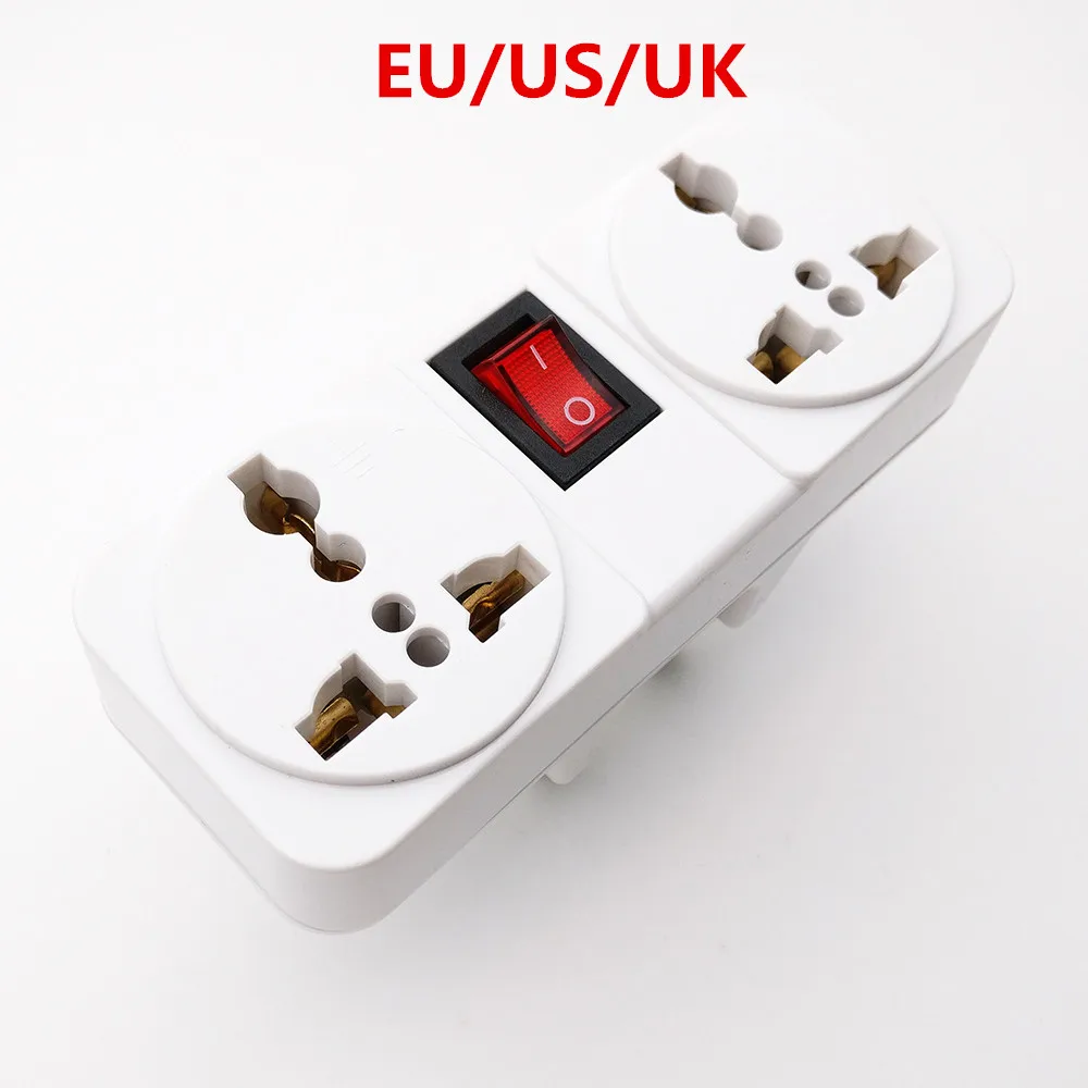 Белый медный 250 v 10A 2 p Универсальный адаптер розетка портативный 2way выход Расширенный преобразователь розетка с выключенным выключателем света