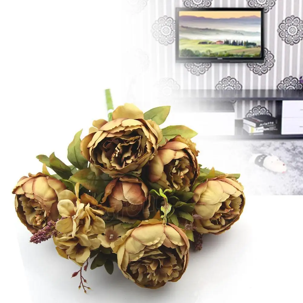 10 Главы Европейский Стиль поддельные искусственный шелк цвета пиона