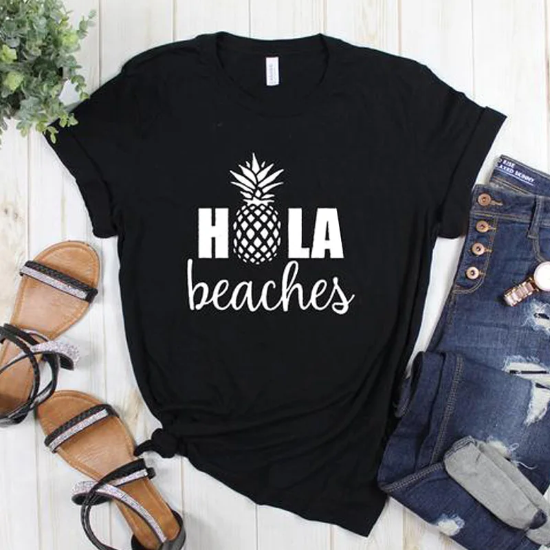 Футболка Hola Beach для отпуска смешная графическая рубашка мужчин и женщин футболка