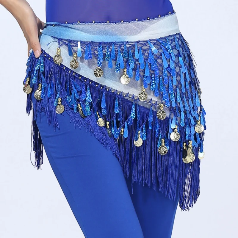 Belly Sexy Vestidos Solid Large Size Rhinestone Pink Dance Hip Skirt Scarf Wrap Waist Belt Three Layers Gold Coins Sequins | Тематическая