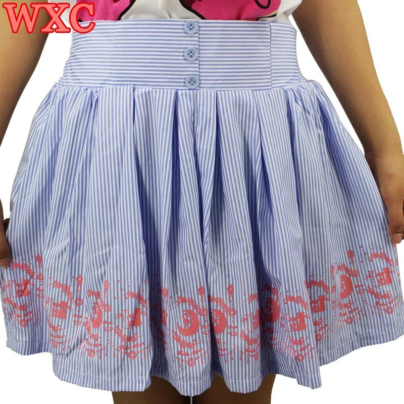 Lolita Sailor юбка в форме Луны с высокой талией Короткая короткая Скейтер Kawaii