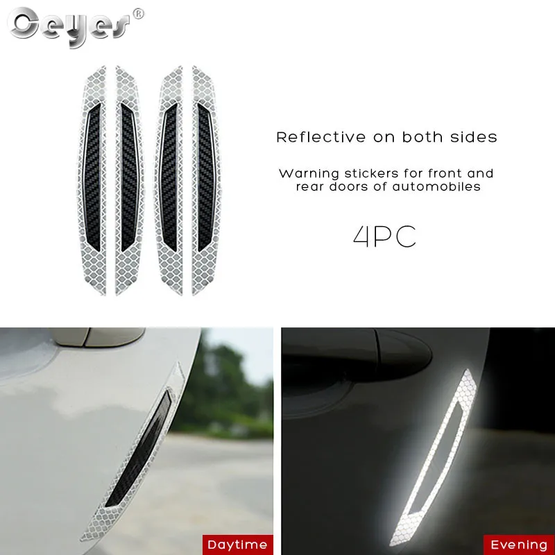 Style 1 White4pcs Ceyes автомобильный Стайлинг Автомобильная Светоотражающая полоса Предупреждение ющий отражатель углеродное волокно универсальная светящаяся наклейка аксессуары Авто Наклейка s - Цвет: Style 1 White4pcs