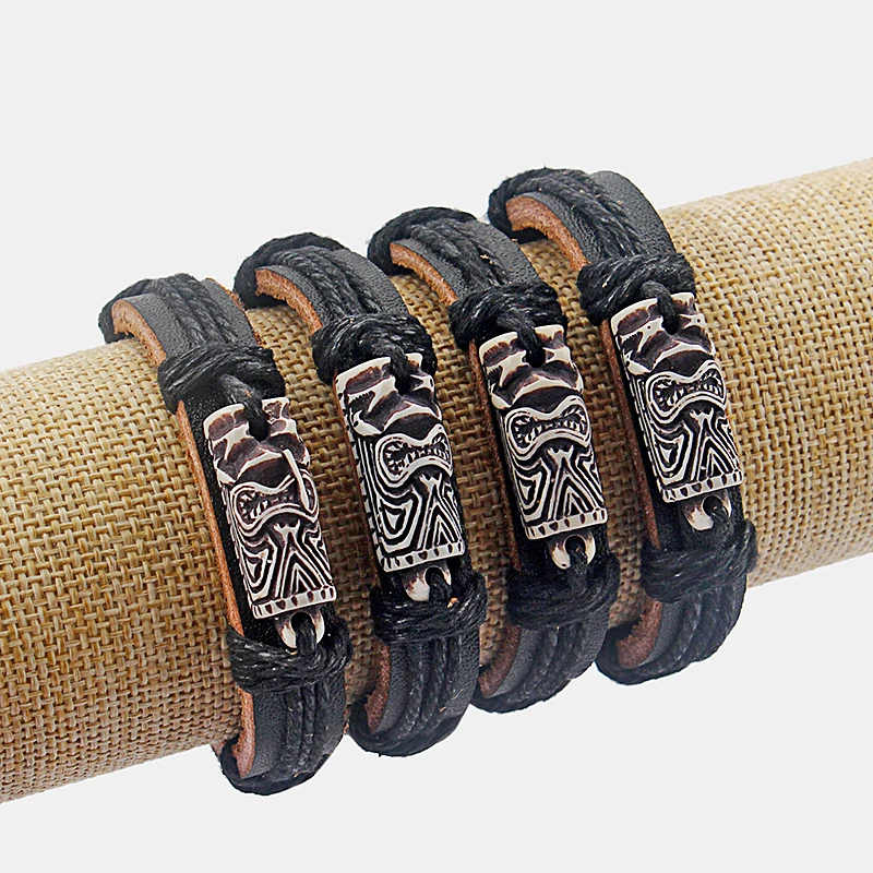 Оптовая продажа 12 шт. черная кожа белая тики|bracelet zirconia|charm leather braceletscharming angle |