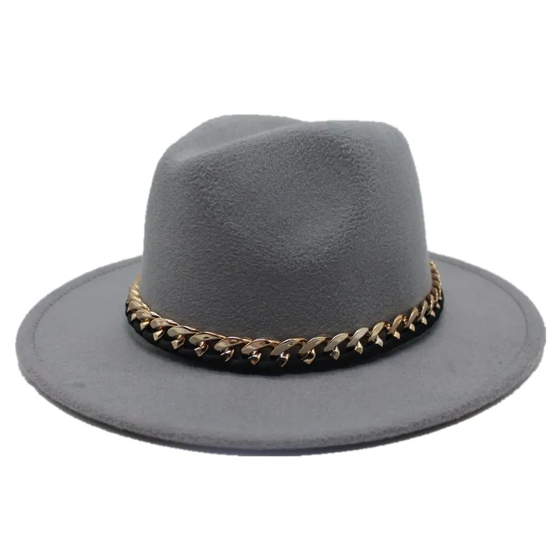 light grey Seioum Новая мода шерсть свинина пирог канотье джазовый топ шляпа для женщин мужчин фетровая шляпа с широкими полями Fedora шляпа игрока - Цвет: light grey