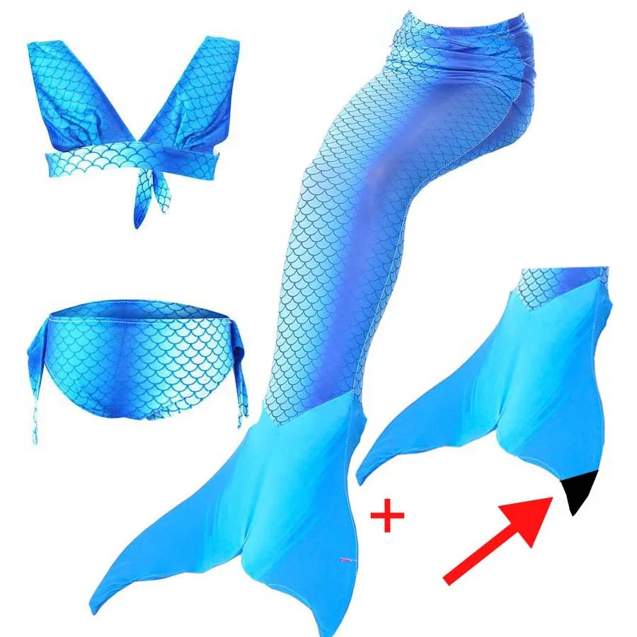 Комплект из 4 предметов хвосты русалки для девочек купальный костюм с
