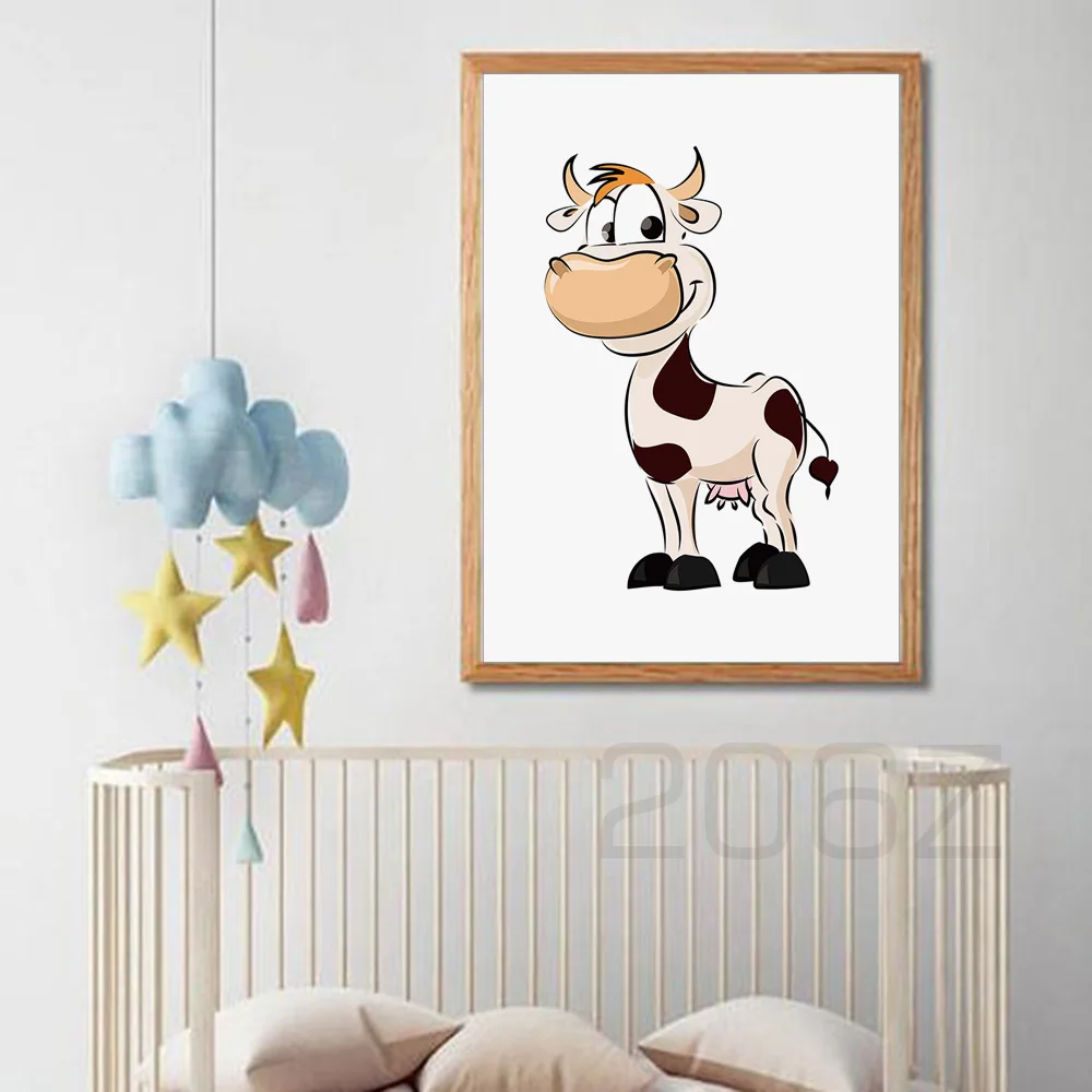 Мультяшный жираф зебра кенгуру кролик скандинавские плакаты и принты настенная