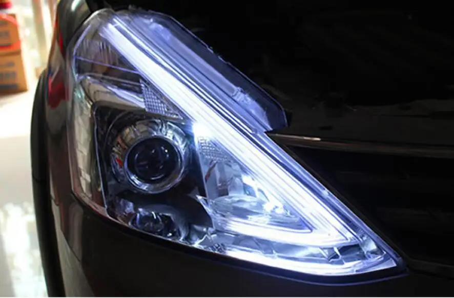 Автомобильные аксессуары фары для Livina 2007 2012/2013 ~ 2018 передней светодиодные линзы DRL