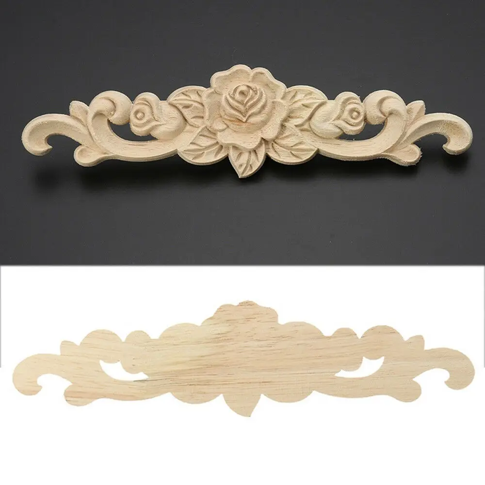 Vintage Unpainted Wood Carved Corner Onlay Applique Frame For Home Furniture Wall Cabinet Door Decor Craft | Дом и сад
