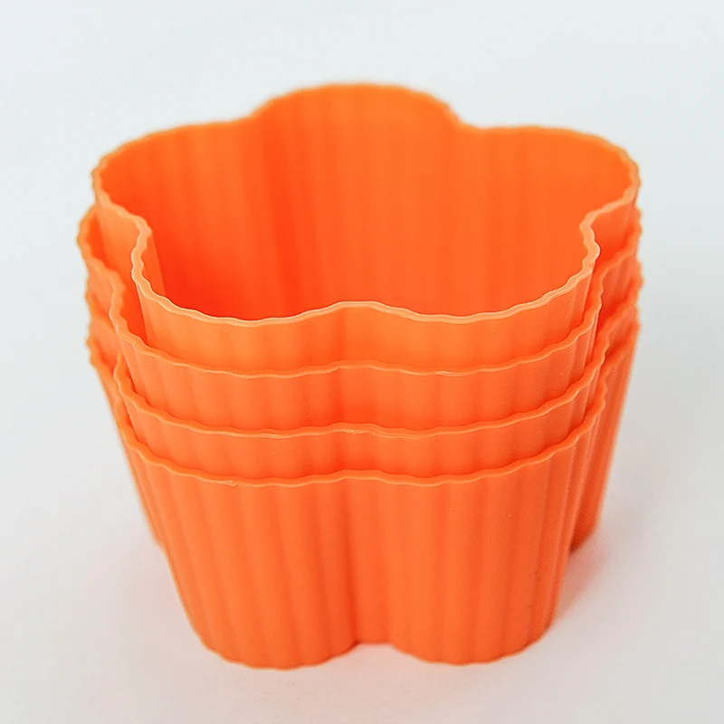 6 Шт./лот Цветок Форма Силиконовая Мягкая Круглый Торт Плесень Маффин Шоколад